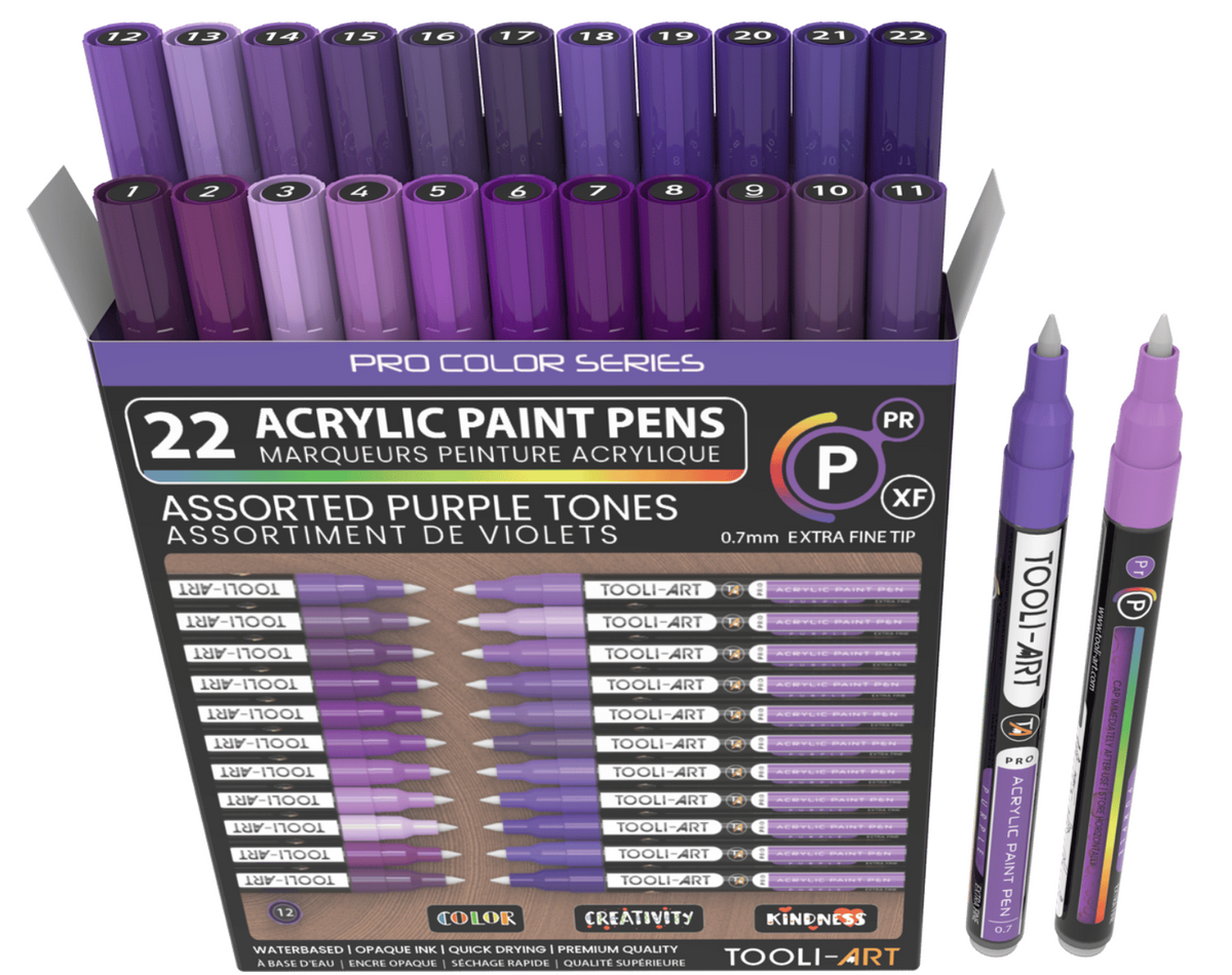 TOOLI ART Marqueur Acrylique Set Violet 22 couleurs EF 07mm